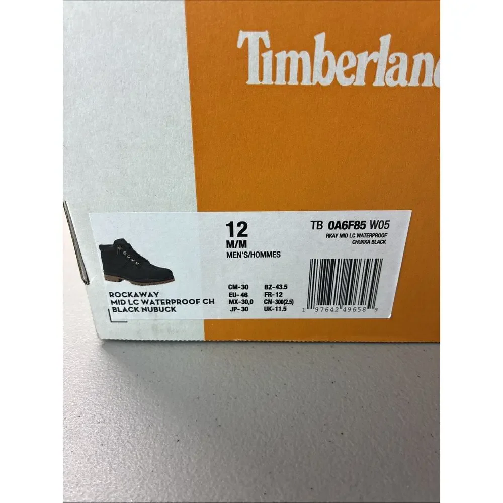 Timberland 5/8 Chukka Rockaway TB0A6F85W05 Black Mens Size 12 NEW With Box
